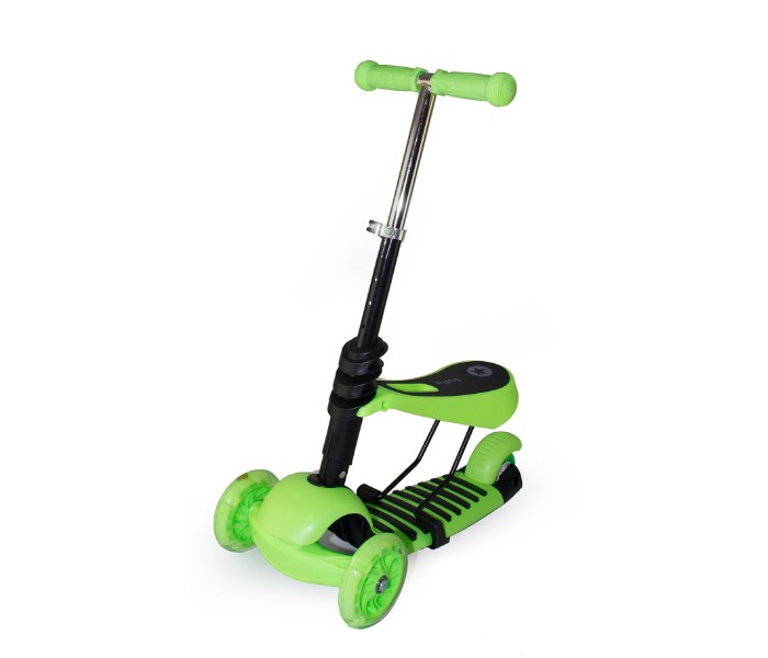 MIC 4109C 3-in-1 Kids 3-Wheel Mini Kick Scooter with Adjustable Handle T-Bar and Seat Green - Zoom Image 2