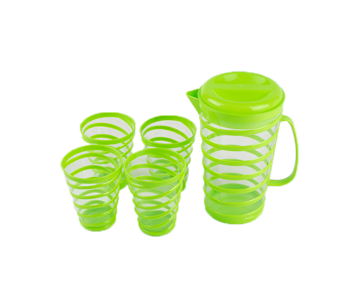 DND DDPR13700 Spiral Jug With 4 Glass - Green - Zoom Image 1