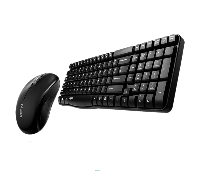 Rapoo X1800S Combo Wireless Optical Mouse & Keyboard - Arabic, Black - Zoom Image 2