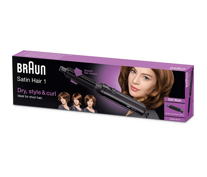 Braun AS-110 Satin Hair 1 Hair Styler for Curls & Short Hair, Black - Zoom Image 1