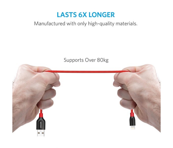 Anker A8124 Powerline Plus Lightning Cable1 ft Red - Zoom Image 4