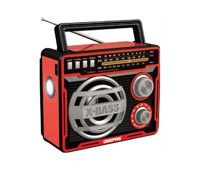 Geepas GR6845 Rechargeable 3 Band Radio with Bluetooth & LED torch - Red & Gold - Zoom Image 3