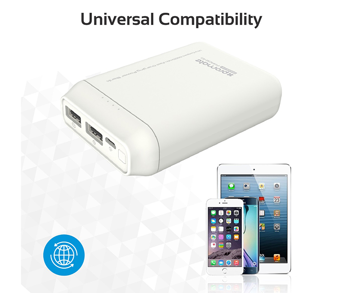 Promate Force-10 10000mAh Ultra Compact Fast Charging Power Bank - White - Zoom Image 3