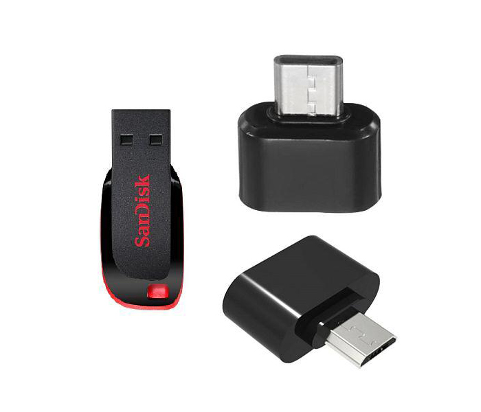 ZE 3 In 1 Combo Gift Set, Sandisk Cruzer Blade 16Gb USB 2.0 Flash Drive + Micro USB 2.0 OTG Connector + Type C Male To USB 2.0 Female OTG Connector - Zoom Image 3