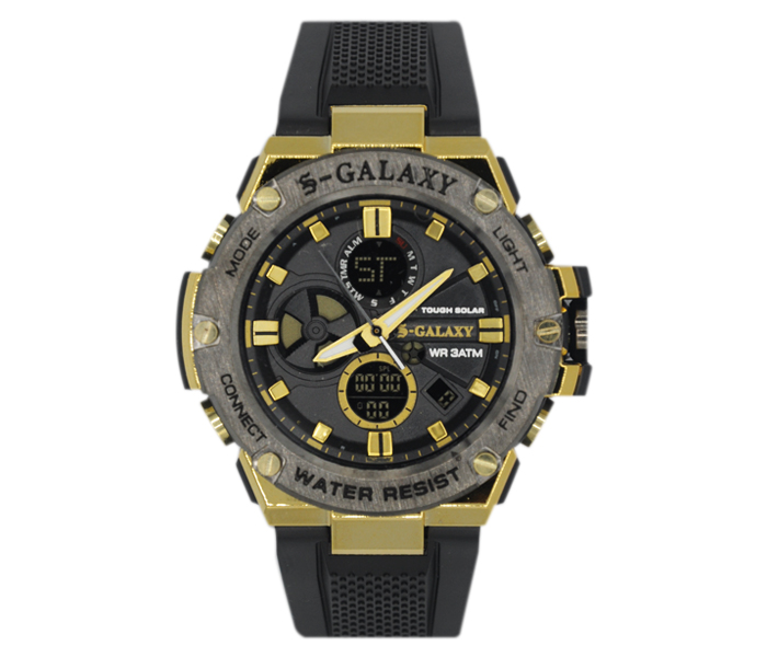 Galaxy GSW-754 Unisex Analog and Digital Sports Watch Black and Gold - Zoom Image 3