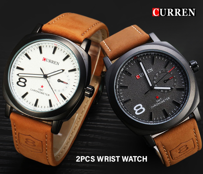 Curren 8139 Analog 2Pcs Wrist Watch Unisex - Zoom Image 5