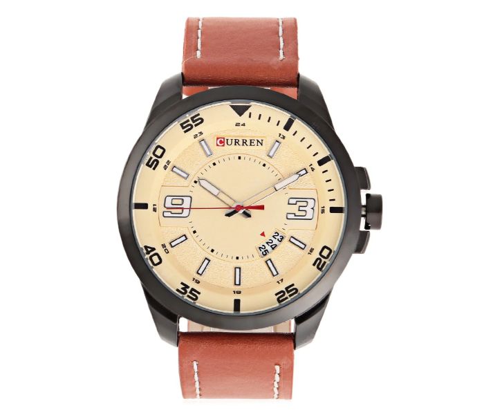 Curren 8213 Casual Date Display Quartz Watch For Men Brown and Gold - Zoom Image 2