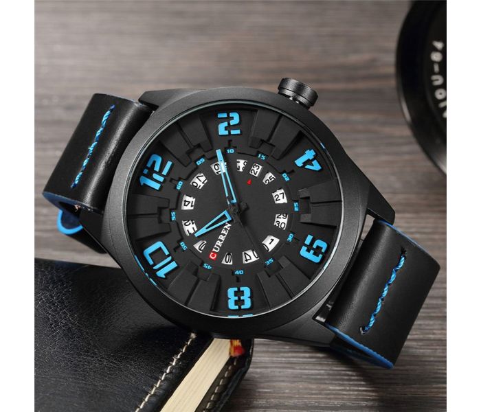 Curren 8258 Casual Quartz Watch For Men Black And Blue - Zoom Image 3