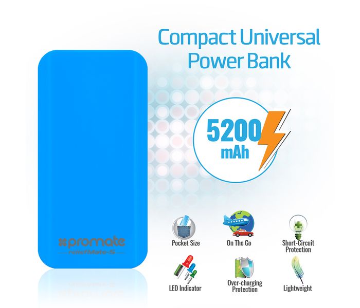 Promate ReliefMate-5 5200 mAh Universal Power Bank, Blue - Zoom Image 1