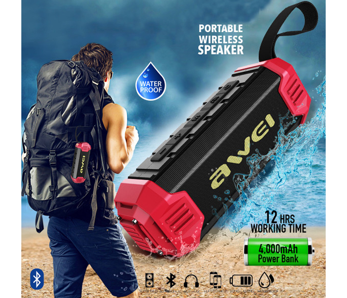 Awei Y280 Waterproof Portable Wireless Bluetooth Speaker with Power bank- Multi color - Zoom Image 5