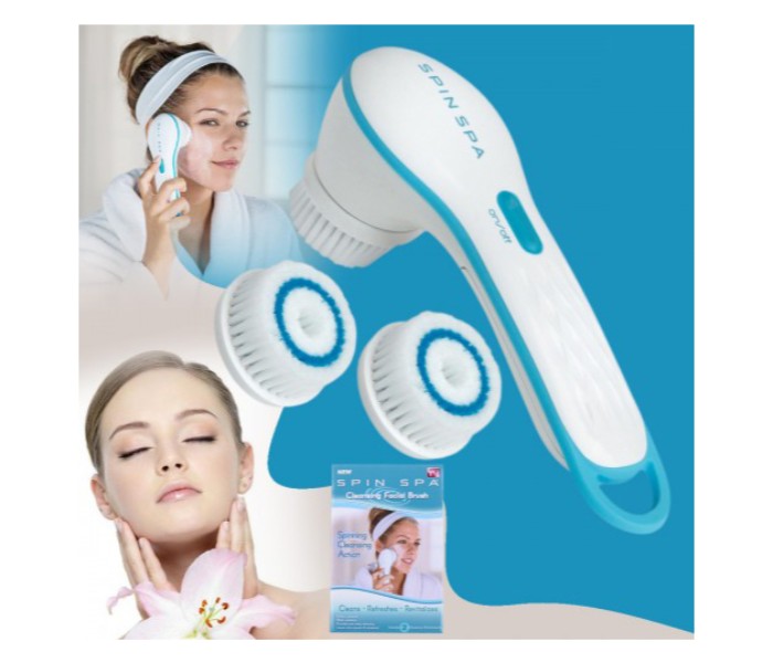 Spin Spa SSCF-258 AA Battery Plastic Facial Brush White - Zoom Image 1