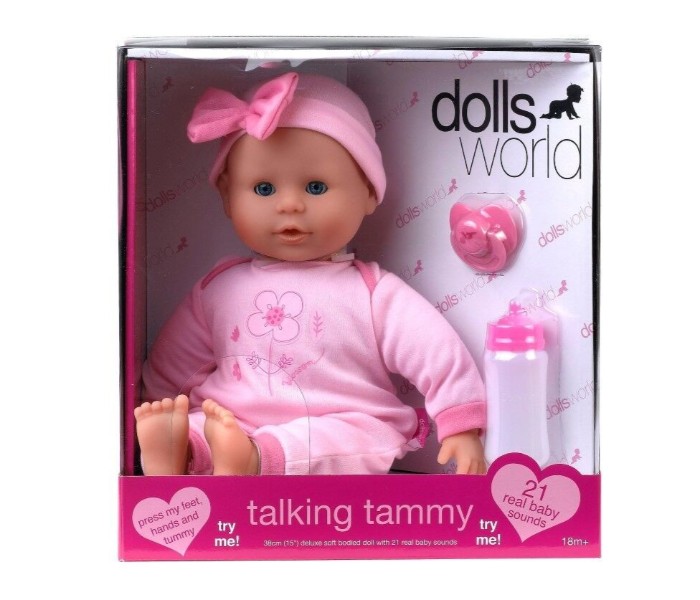 Dolls World 8105 38cm Talking Tammy Baby Doll Pink - Zoom Image 1