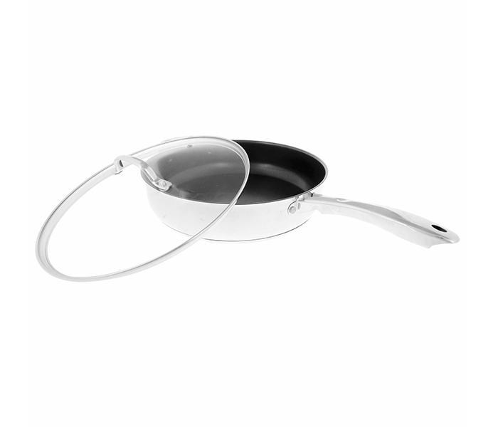 Royalford RFU9052 28CM Stainless Steel Saute Pan with Tempered Glass Lid - Silver - Zoom Image 1