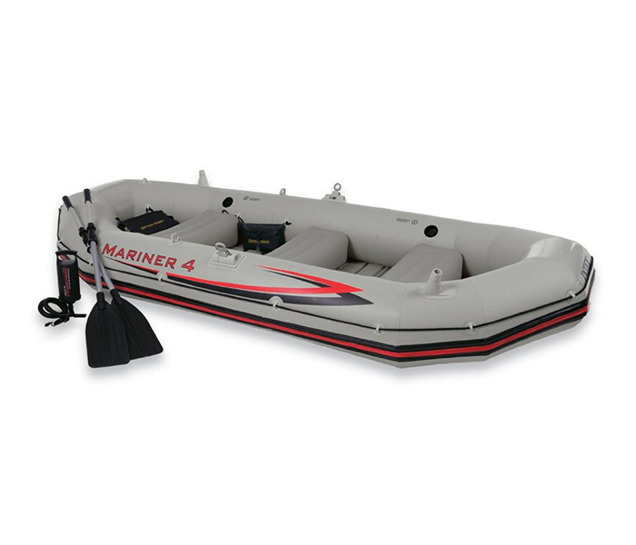 Intex ZX-68376 328 x 145 x 48CM Inflatable Mariner 4 Pro Boat Set - Grey - Zoom Image 1