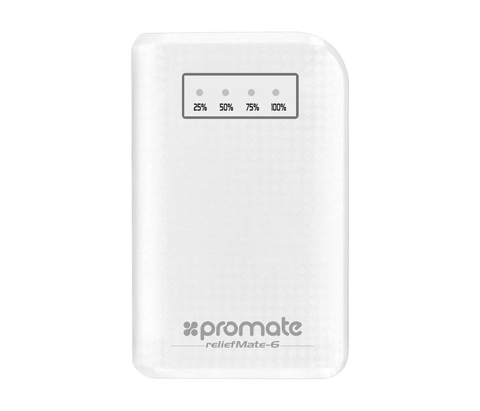 Promate ReliefMate-6 6000 mAh Compact Universal Power Bank, White - Zoom Image 7