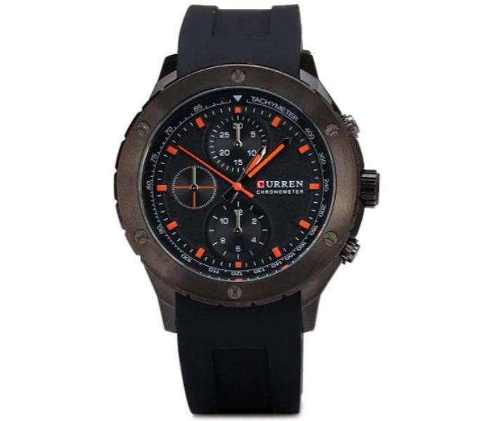 Curren 8165 Analog Quartz Watch For Men Black And Orange - Zoom Image 4