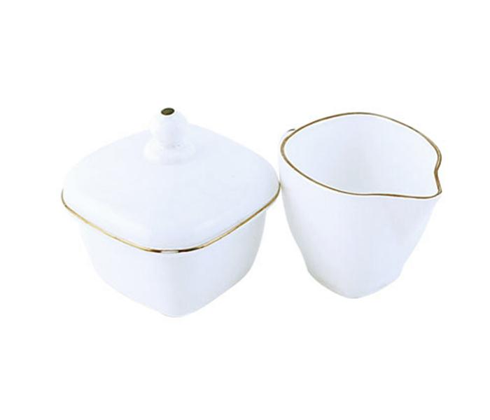 Royalford RF6809 Opal Ware Lyra Square Gold Line Dinner Set - White, 96 Pieces - Zoom Image 4