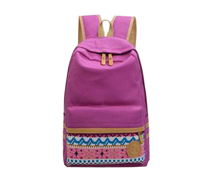 Korean Canvas Printing Backpack Bag for Teenage Girls - Light Pink - Zoom Image