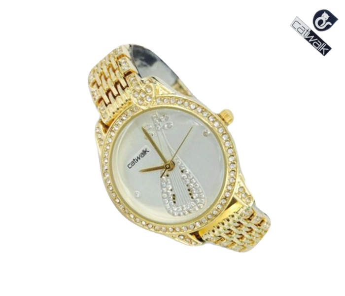 Catwalk CW-974 Genuine quality Fashionable Cz Watch For Women Gold - Zoom Image