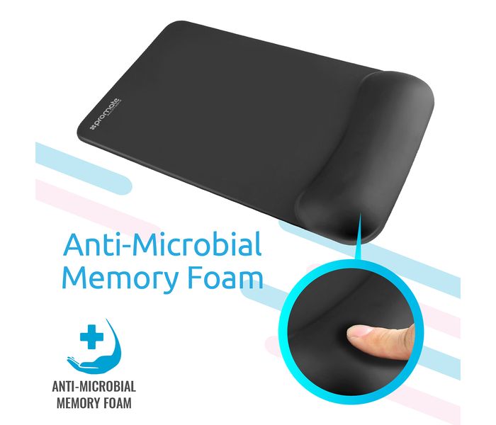 Promate Accutrack-2 Ergonomic Non-Slip Mouse Pad with Anti-Microbial Memory Foam, Black - Zoom Image 3