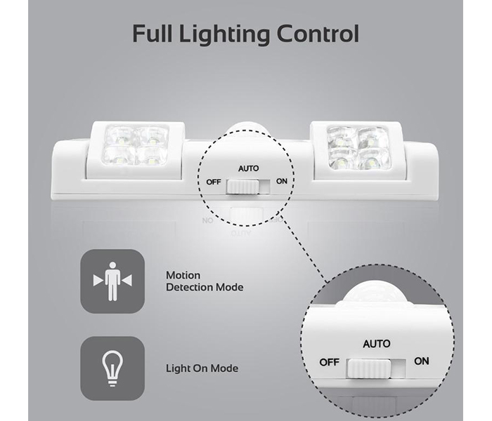 Promate MOTIONFLUX Indoor Motion-Activated LED Lights with Rechargeable Battery - White - Zoom Image 4