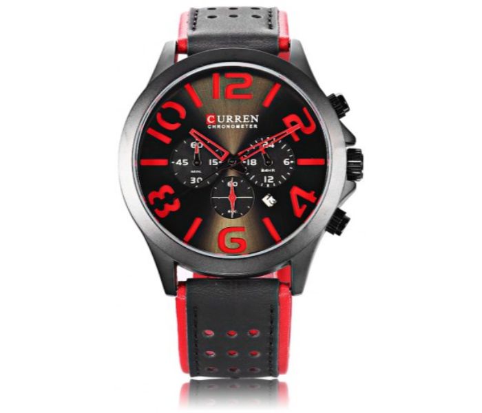 Curren 8244 Analog Quartz Watch For Men Black And Red - Zoom Image 2