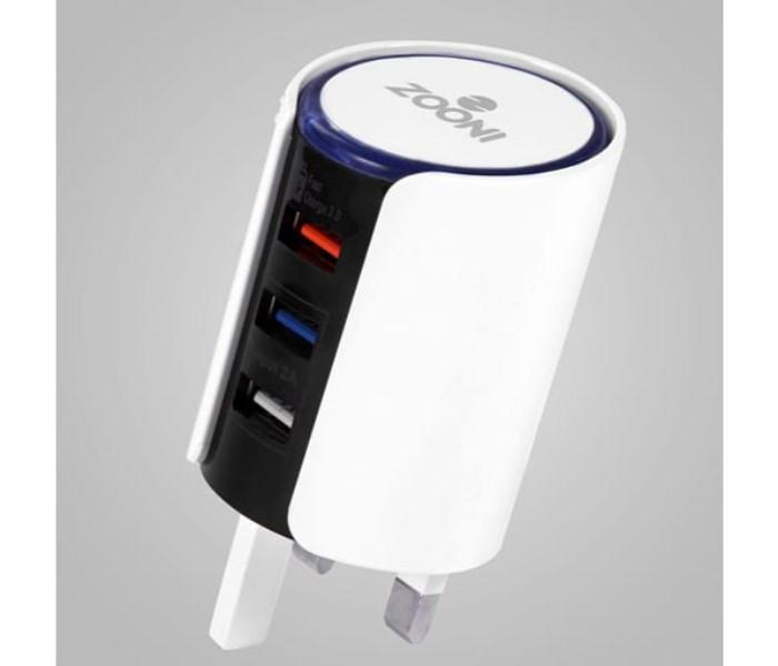 3 USB Port Charging Adapter With LED Light , CHJ116 White - Zoom Image 3