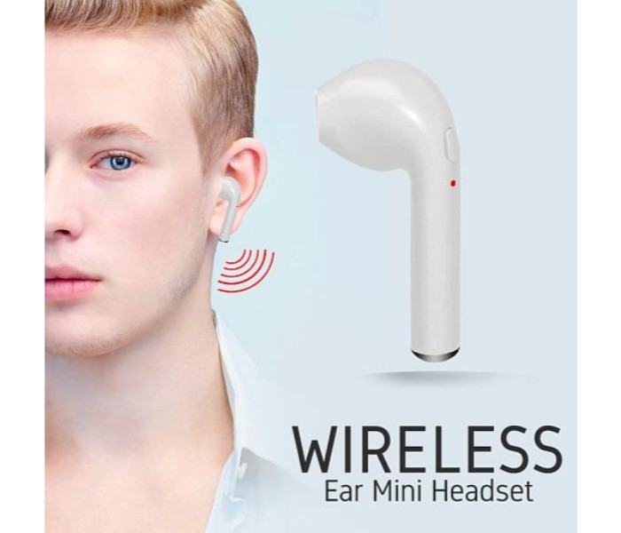 Wireless Bluetooth Mini Single Earphone with Mic HBQI7 White - Zoom Image 4