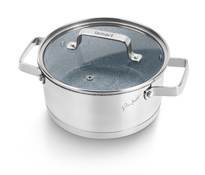 Lamart LT1101 Stoness 1.3L Casserole with Glass Lid, Grey - Zoom Image