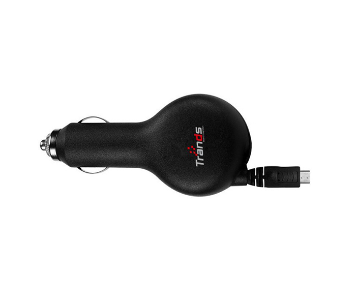 Trands TR-AD189 Retractable Micro USB Car Charger - Black - Zoom Image 1