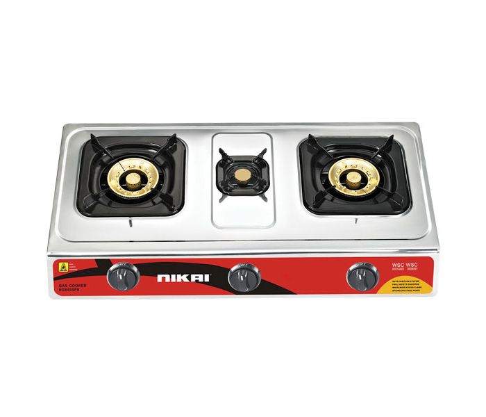 Nikai NG845SFN Triple Gas Burner Black and Silver - Zoom Image