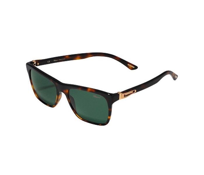 Chopard SCH151 748P Rectangle Havana Spotted Orange Frame & Green Polarized Mirrored Sunglasses for Women - Zoom Image