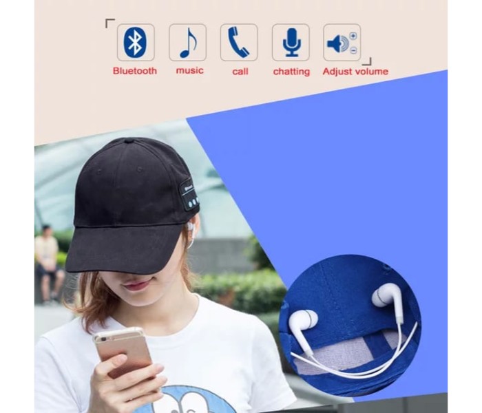 Summer Cap with Built in Bluetooth Earphone and Mic,Unisex Blue - Zoom Image 4