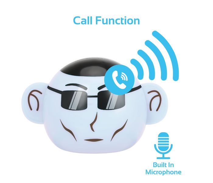 Promate Ape Mini High Definition Wireless Monkey Speaker With Smartphone Stand - White - Zoom Image 3