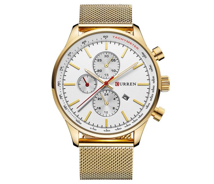 Curren 8227 Business Decorative Sub Dial Quartz Watch For Men Gold and White - Zoom Image 4