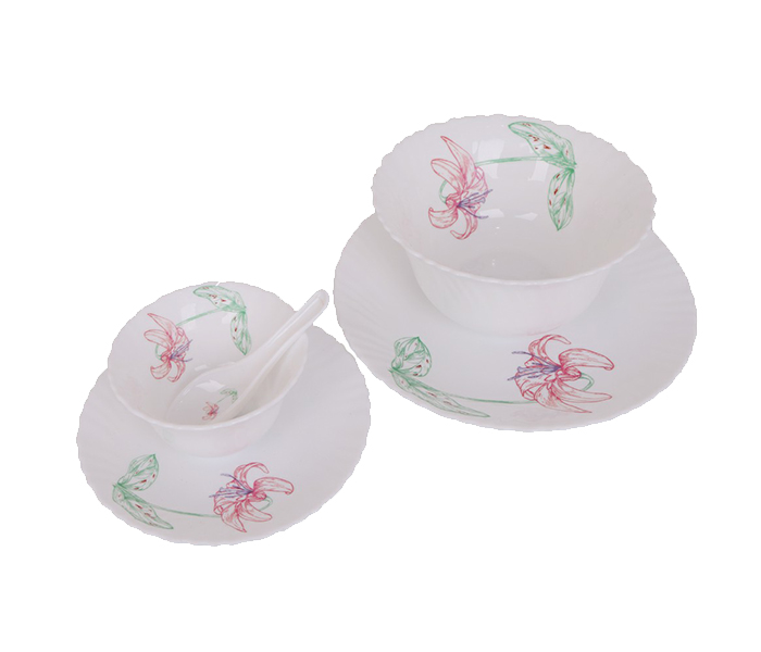 Royalford RF7870 33 Pieces Opal Ware Dinner Set - White - Zoom Image