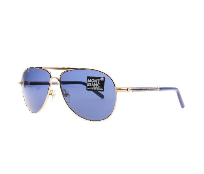 Mont Blanc MB 512S 28v Aviator Gold & Navy Blue Frame and Navy Blue Mirrored Sunglasses for Men - Zoom Image 1