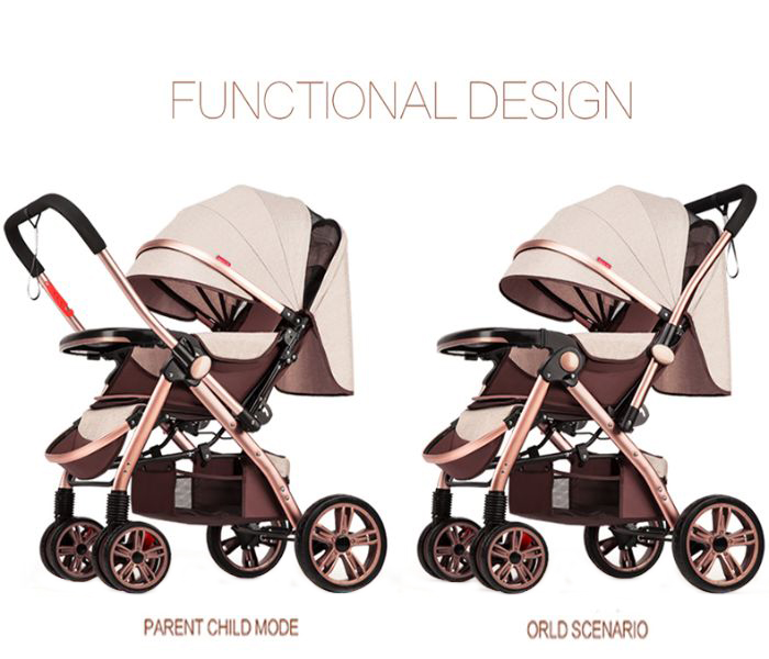 Foldable Anti shock Baby Stroller AR-135-2 Khaki - Zoom Image 1