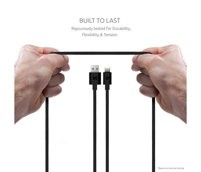 Promate LinkMate-MUL 2 in 1 Heavy Duty Fabric Sync Charge Cable - Black - Zoom Image 1