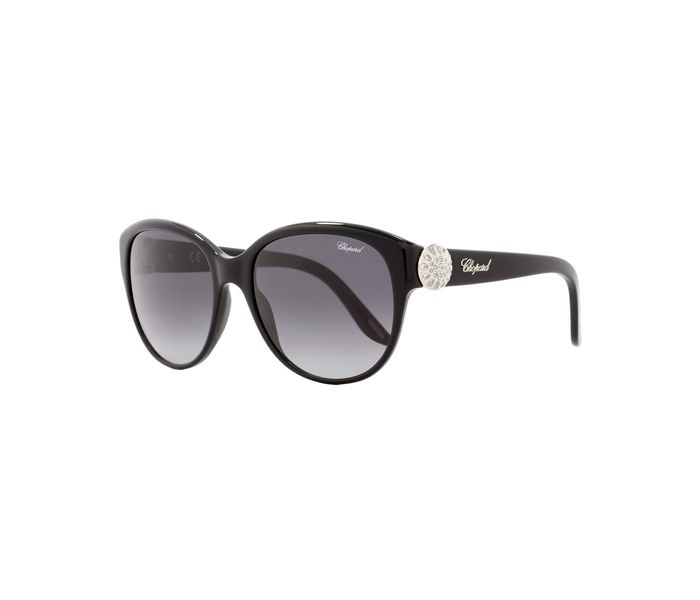 Chopard SCH185S 0700 Oval Shiny Black Frame & Smoked Grey Gradient Mirrored Sunglasses for Women - Zoom Image 2