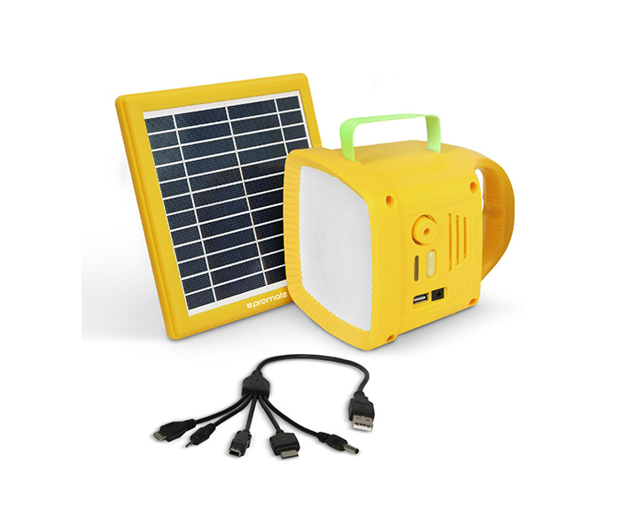 Promate SolarTorch-1 3-in-1 Outdoor Solar LED Camping Kit - Yellow - Zoom Image 10