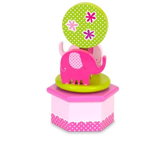 Fiesta Crafts T-2747 Musical Box Elephants Pink & Green - Zoom Image