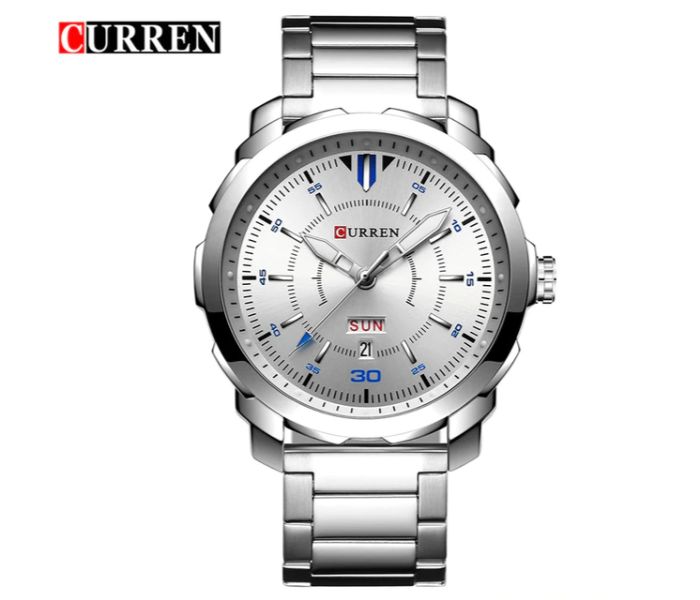 Curren 8266 Quartz Watch For Men White And Silver - Zoom Image