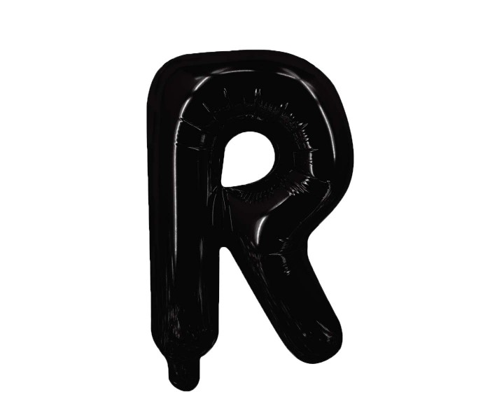 Party Time R-BK-803379 Letter R 16 Inch Foil Balloon Black - Zoom Image