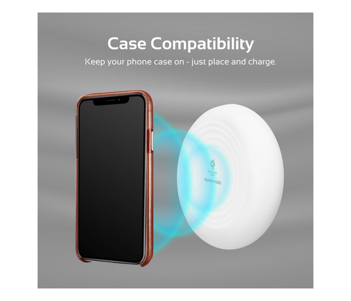 Promate Cloud-Qi Smart Wireless Charging Pad with LED Light & Anti-Slip Surface, White - Zoom Image 3