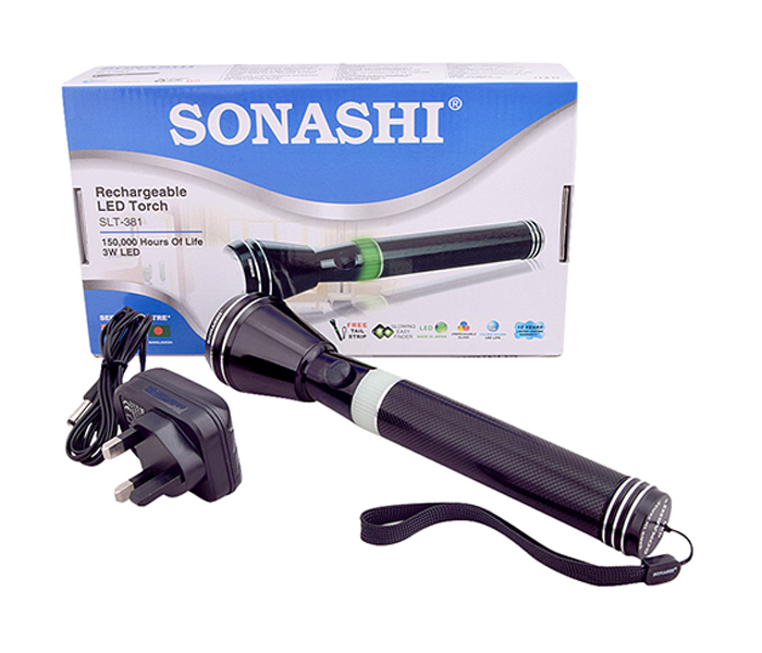 Sonashi SLT-381 Rechargeable LED Torch with Unbreakeable Glass - Black - Zoom Image 3