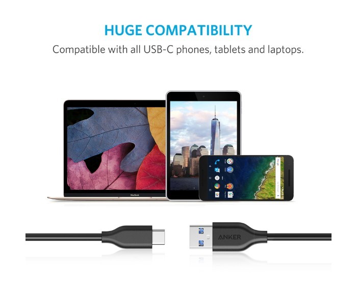 Anker A8163 Powerline Type C Cable 3ft Black - Zoom Image 5