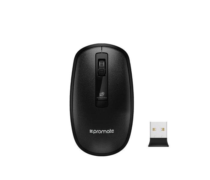 Promate Clix-3 2.4Ghz USB Wireless Ergonomic Mouse with Precision Scrolling, Black - Zoom Image 9