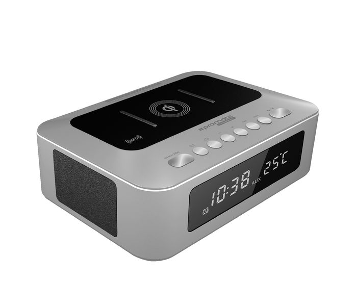 Promate Timebase-1 Multi-Function Stereo Wireless Speaker and Charging Station - Silver - Zoom Image 8