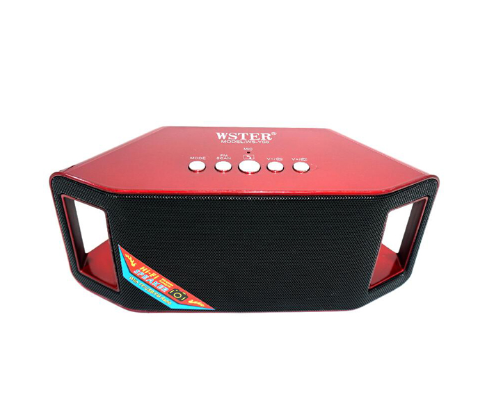 WSY66 Hi-Fi Portable High Bass Wireless Bluetooth Speaker With Micro Sd, & Usb Support - Red - Zoom Image 1